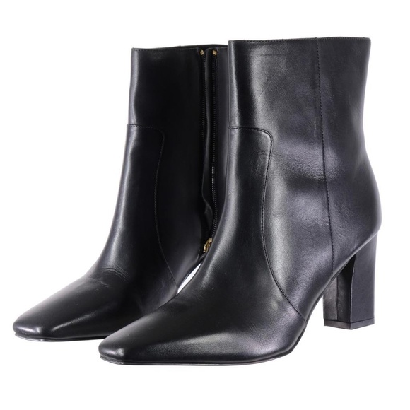 NEW J.CREW Booties Boots Mid-Calf Black Leather Sz. 11 Square Toe Side Zip - Picture 3 of 8